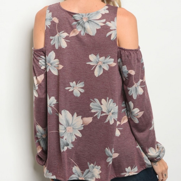 WINE FLORAL TOP - Picture 2 of 4